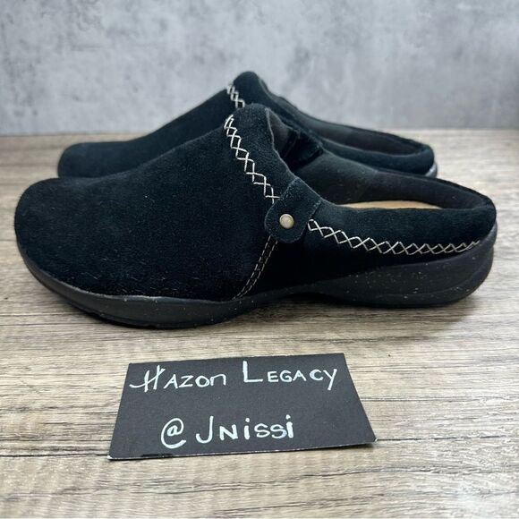 Clarks~Women's~”Roseville Echo”~Black Slip On Mules~Size 7 - Picture 1 of 9